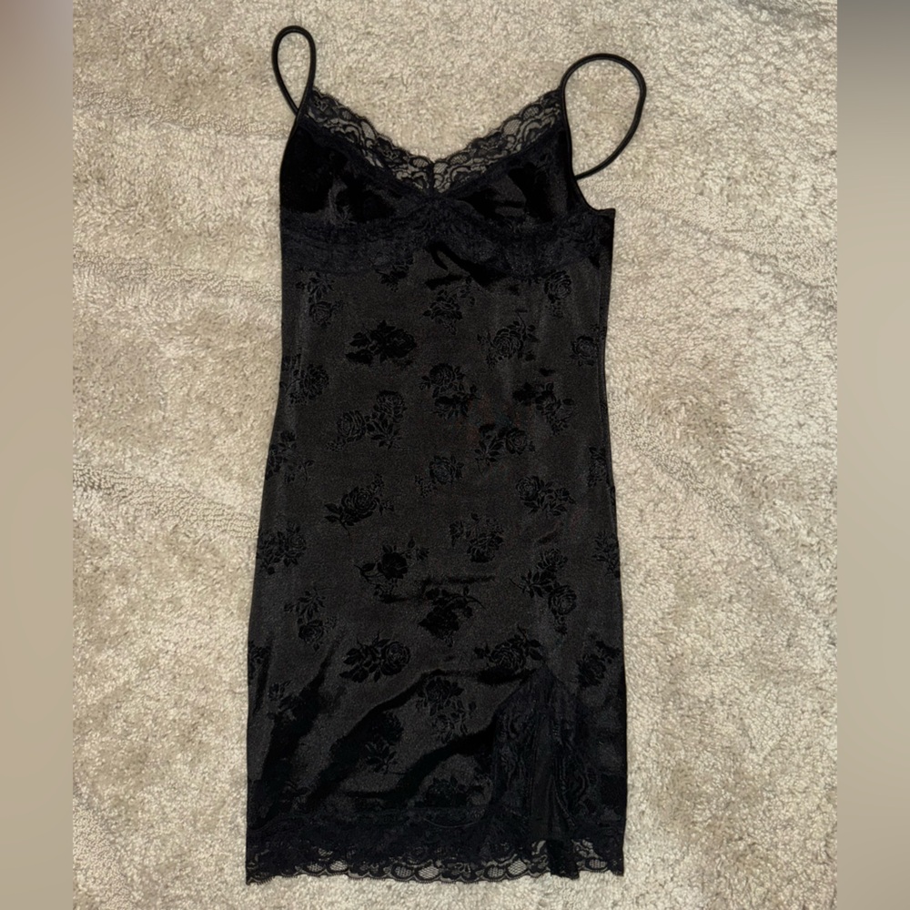Motel Rocks Black Satin Dress
